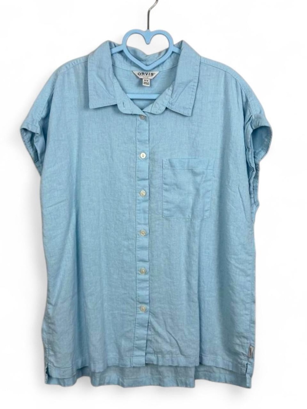 Orvis Pale Blue Linen Button-Up Shirt